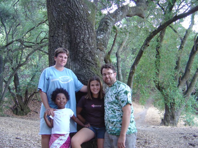 Griffith family hiking in the hills near our home